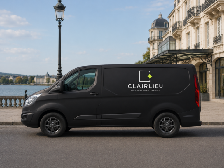 Fourgon Clairlieu devant le lac d'Enghien dans le Val-d'Oise