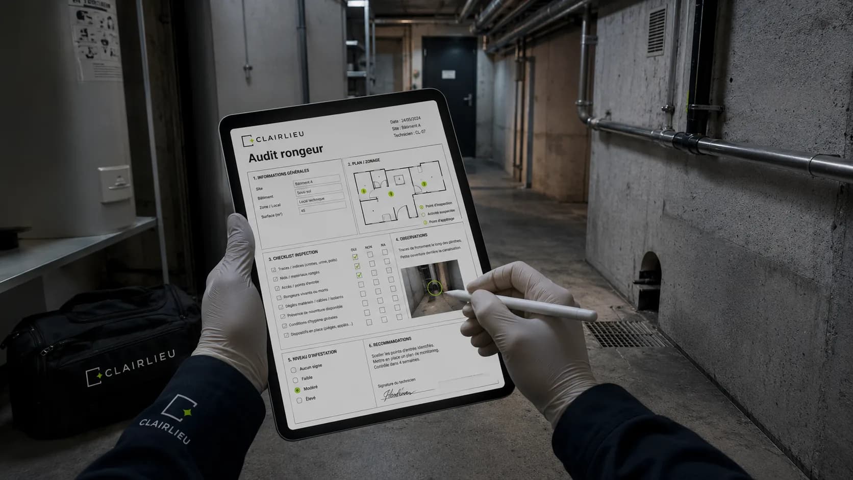 Audit rongeurs sur tablette : relevé des traces et des points d'accès