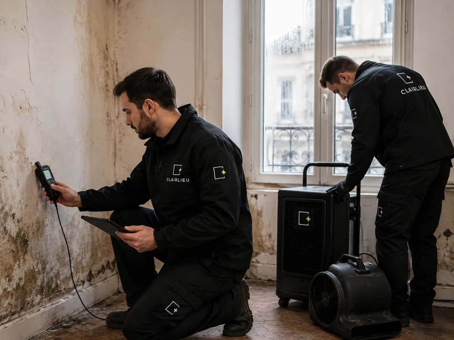 Inspection de murs humides avant traitement